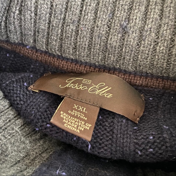 Tasso Elba men’s cable knit button navy sweater 💰💰 - Picture 2 of 9